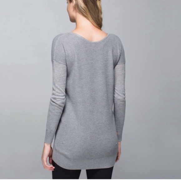 Lululemon Sz 4 The Sweater Life Vneck Knit Longsleeve Grey - Picture 2 of 8